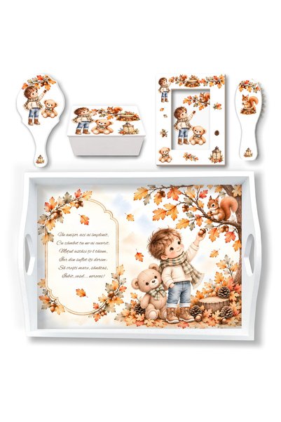 Generic Brand Set pentru Taierea Motului, Baietel cu Ursulet Toamna, 5 Piese,...
