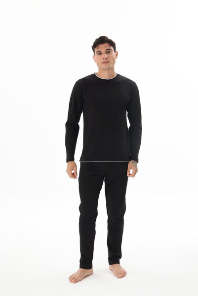 Relax Mode Erkek Siyah Yuvarlak Yaka Pijama Takımı - 9222R