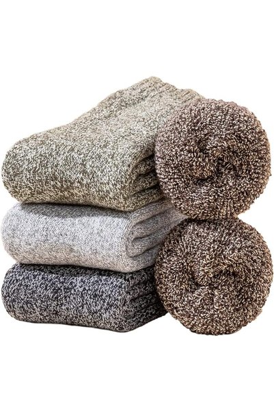 GENERAL YZKKE 3Pack Mens Super Thick Wool Warm Socks - Soft Comfort Casual Cr...