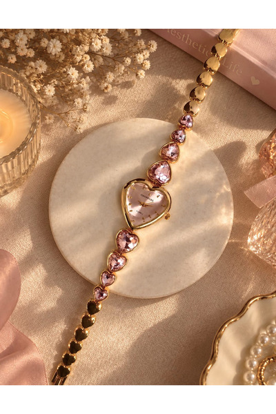 Mihristore Kalp Detay Taşlı Kadın Kol Saati Hediyelik Pinterest Saat Gold Kadın Saat Sevgiliye Hediye