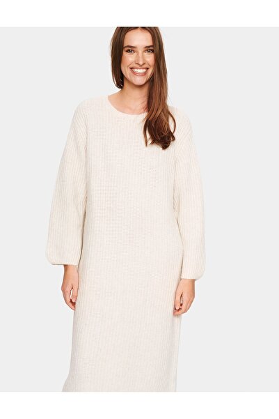 SAINT TROPEZ Rochie Midi din Tricot Melanj Petrinesz, cu Mâneci Lungi și Gule...