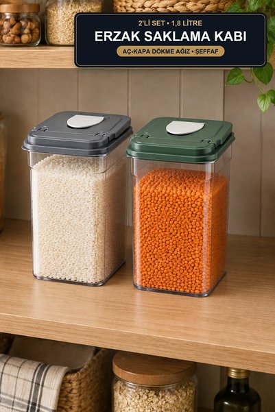 viracasa Freshmax Food Storage Container Set of 2, 1.8 Liter, with Pouring Sp...