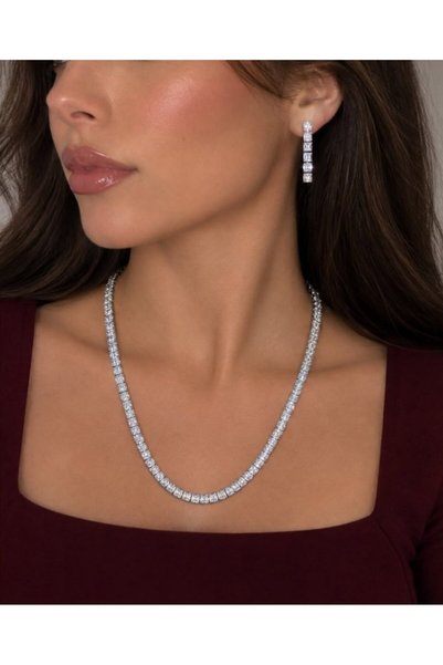 Beril Nova Jewelry Silver Kadın Su Yolu Döküm Kolye ve Küpe Set