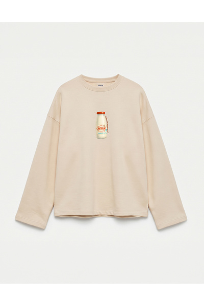 Disante Oversize 100% Cotton 3 Thread Sweatshirt - Keep Calm Drink Ayran