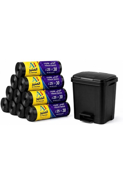 Generic أكياس قمامة سوداء متينة سعة 30 جالون، 250 قطعة (10 لفات)، أكياس نفايا...