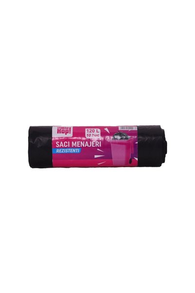 Ale Hop Saci de gunoi, negri, rezistenți, capacitate 120 litri, 10 pe rolă