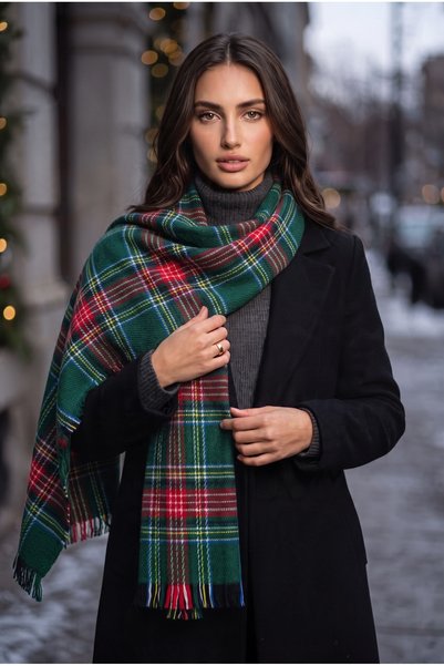 GİYU SHOP Șal de iarnă pentru femei, cu model scoțian și ciucuri la umeri cu ...