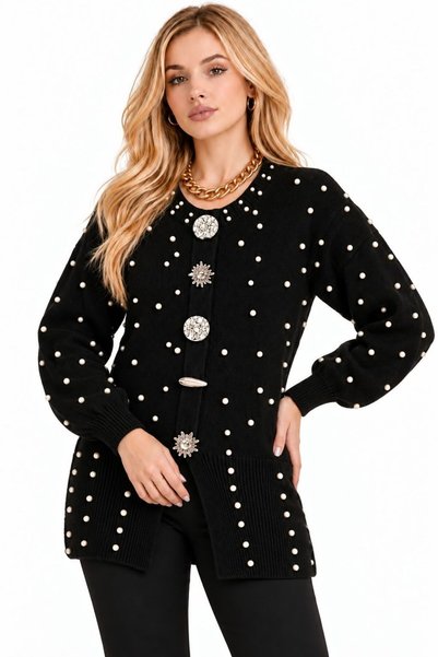 ZERELLE COLLECTİON Women's Knitwear Sweater with Buttons and Pearl Details Stylish Sweater