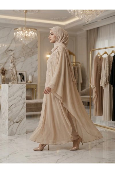 Generic Brand Elegant Cream Abaya for Women
