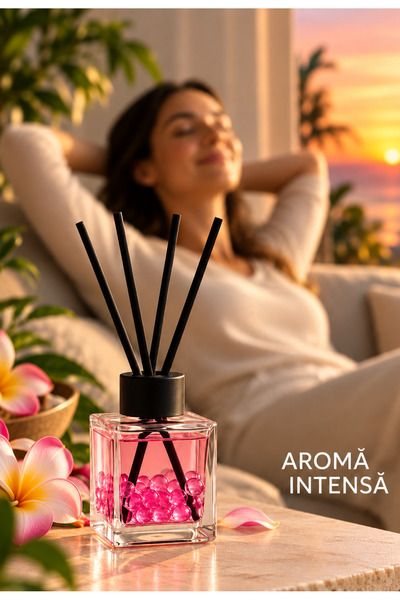 Elix Odorizant de camera cu betisoare si perle decorative - parfum tropical Hawaiian Breeze. Parfumuri unice produse in Franta