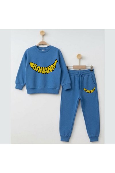 playwear Hanorac de echipă cu imprimeu Banane pentru fete și băieți, cu gât r...