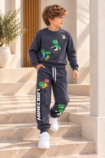 Patriko Boys' 3-Ply Cotton Printed Sweatshirt and Trackpants Set 3-10 Years