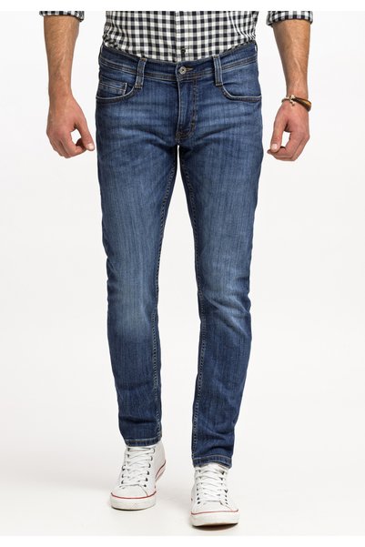 Mustang Blugi Barbati Oregon Tapered Fit Talie Joasa 5 Buzunare Albastru Denim