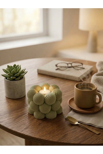 Alwen 3’lü Bubble Tasarım Dekoratif Mumluk Seti – Modern 3D Baskı Mumluk Seti
