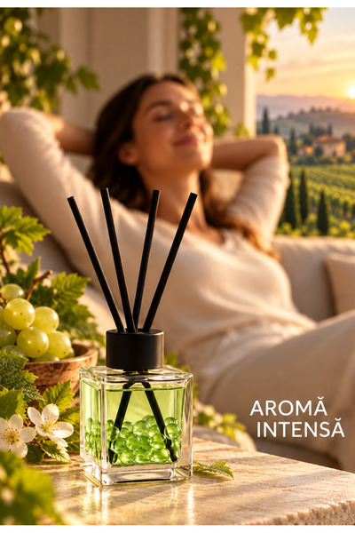 Elix Odorizant de camera 100ml cu betisoare si perle - parfum inspirat de podgorii si plante aromatice - Vineyard Essence