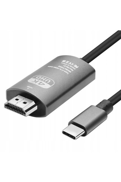 Tradebit Adaptor cablu USB-C la HDMI 4K 60Hz, cablu împletit din cauciuc de 2m
