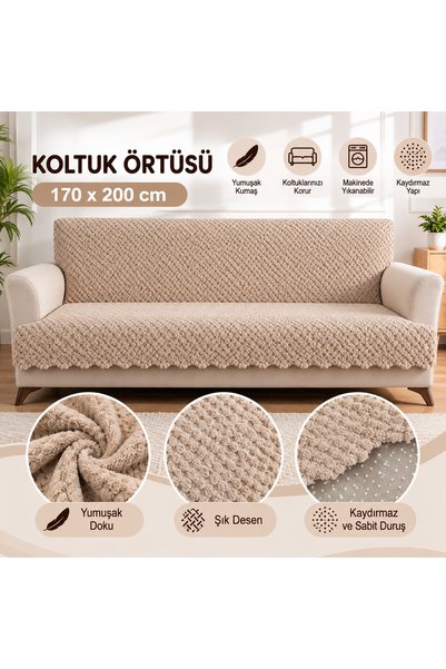 ton in ton kaymaz taban süngerli piti kare desen welsoft koltuk ve çekyat ört...