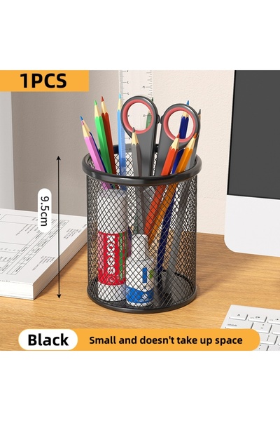 Choice Round black Container Desk Organizer Container Black Desktop Metal Pen...