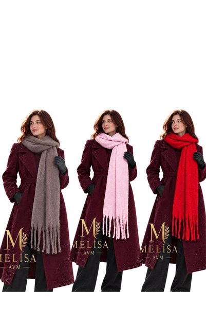 MELİSA AVM 3 قطع من وشاح بوكليت الناعم باللون الأحمر والوردي
