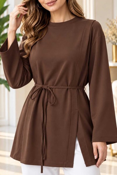 Soul Tunik Kadın Tunik Bluz Bağcıklı Yırtmaç Detaylı