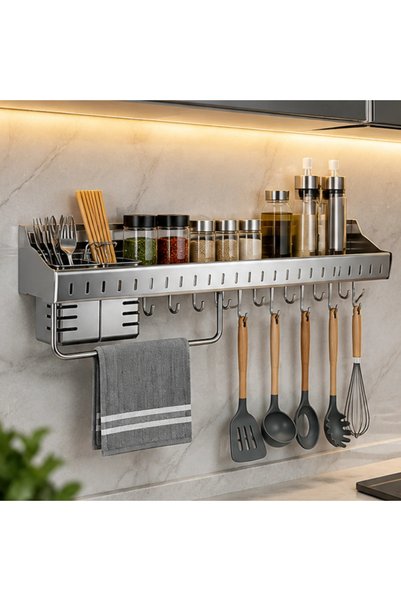 Wonderful-kitchens Wall shelf for organizing kitchen tools 60 cm stainless st...