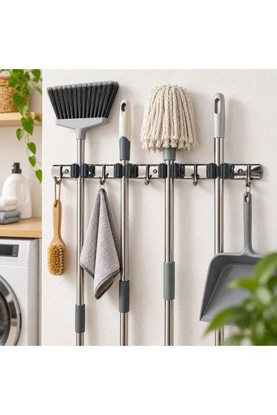 Wonderful-kitchens حامل المكنسة وأدوات التنظيف DR-126 المثبت على الحائط، من ا...