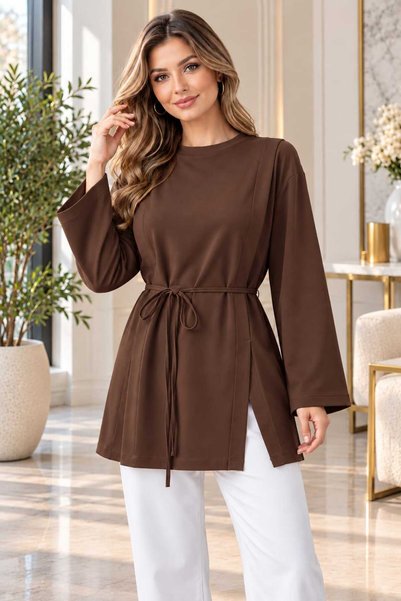 Soul Tunik Kadın Tunik Bluz Bağcıklı Yırtmaç Detaylı
