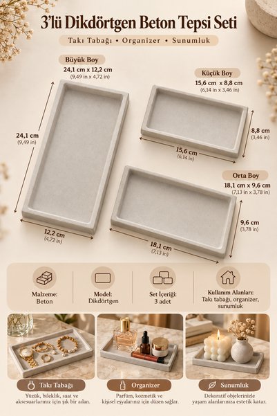 Zigzag Home طقم صواني مزخرفة من 3 قطع بنمط رخامي أزرق مستطيل الشكل، طبق عرض، طبق مجوهرات، طقم أطباق متعددة الأغراض للتنظيم
