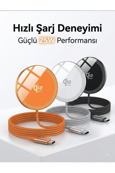 AyPenye Manyetik Kablosuz Şarj Cihazı compatible with MagSafe, 25W (SİYAH)
