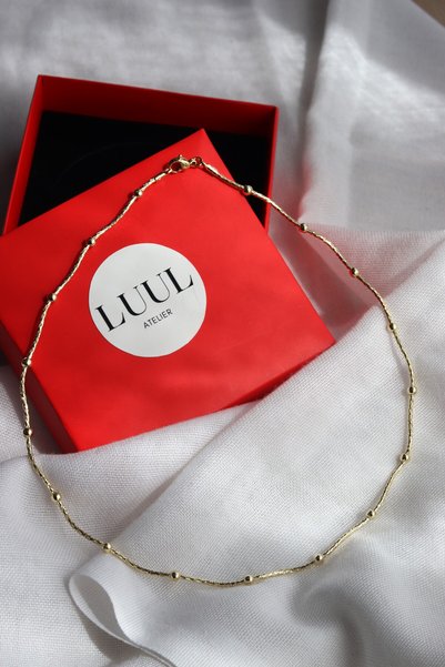 LUUL ATELIER Xuping 14K Gold Top Dorika Choker Çelik Kolye
