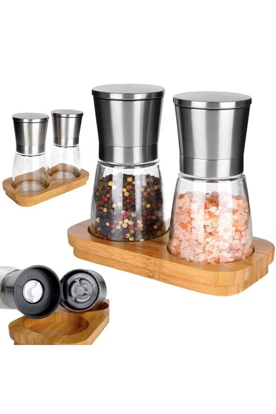 Orion Set 2 rasnite sare si piper, 17x9x14.5 cm, sticla si inox, mecanism cer...