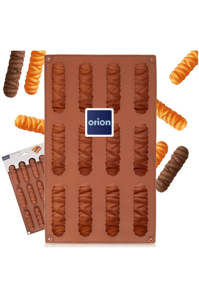 Orion Forma Silicon 12 Bastonase pentru Fursecuri si Praline, 29x17x1.8 cm, Maro