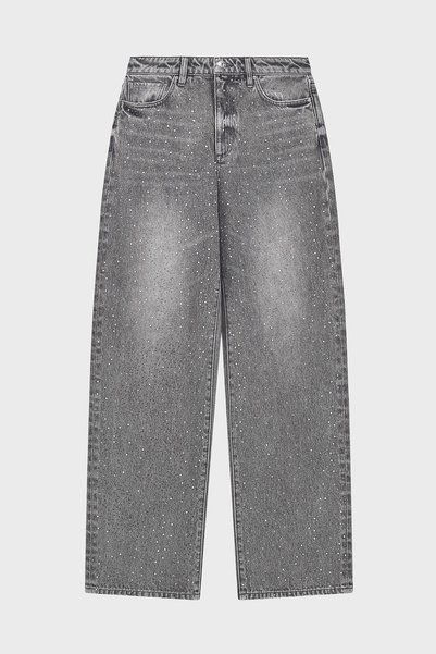 Armani Exchange Taşlı Relaxed Fit Yüksek Bel Bol Paça Jeans Kadın KOT PANTOLON XW000100 AF25772 M808