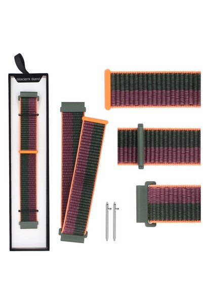 GlacierX Curea nouă din nailon tip Grip Strap, verde prună, violet, 22mm, pen...