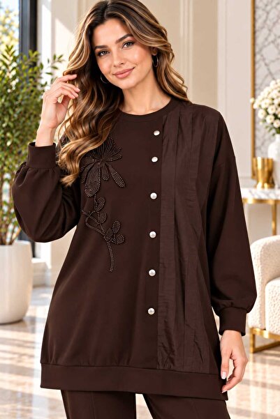 Puane Tunic Blouse, Hijab Tunic with Snap Detail on the Front, Beaded Floral ...