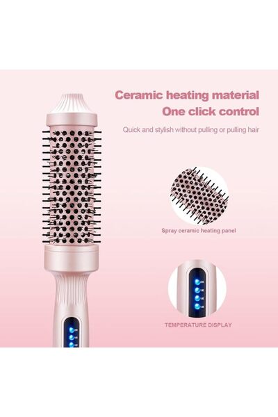 KASTWAVE Thermal Brush 38mm, 2 in 1 Hot Hair Brush, Double Voltage Heated Round Hair Straightener with 140°C-