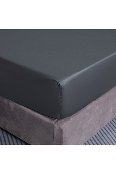 Cotton Market Cearșaf de pat din bumbac cu elastic 200x220+25 gri închis