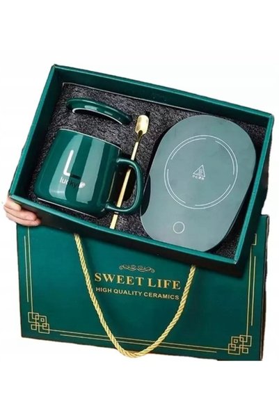 LedClick Set încălzitor de cafea și ceai, cană, lingură, cadou de Crăciun