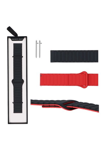GlacierX Nouă curea de smartwatch din silicon magnetic, tip Waffle, Obsidian ...