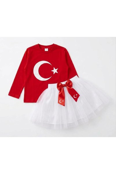 Trendmirend 23 April and 29 October Long Sleeve Moonstar Set Bow Red