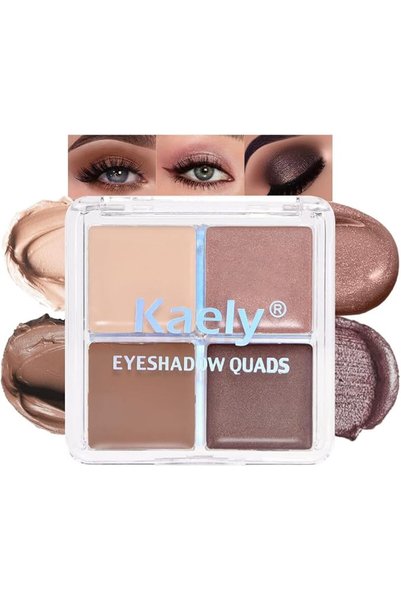 Kaely باليت ظلال عيون بودرة رباعي الألوان، باليت ظلال عيون شفافة بلون نيود لا...