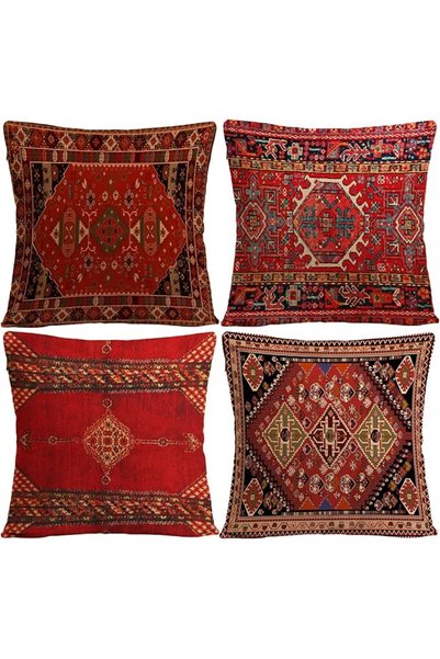 GENERAL Boho Square Cushion Covers 45×45cm for Sofa,Linen,Set of 4