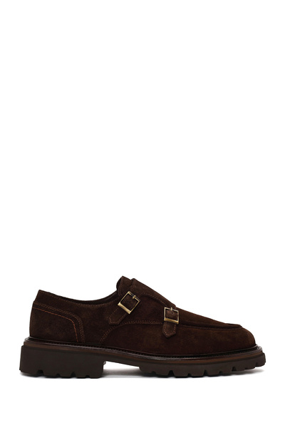 Derimod Men's Brown Double Buckle Thick Sole Suede Leather Casual Shoes Wm710...