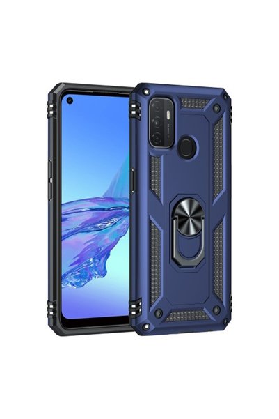 OEM Υβριδική Θήκη για Oppo A53/A53s/A32 4G με Μεταλλικό Δαχτυλίδι Στήριξης, Μπλε