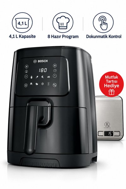 Bosch Dijital Airfryer 4,1 L Kapasite 8 Hazır Program Mutfak Tartısı Hediye