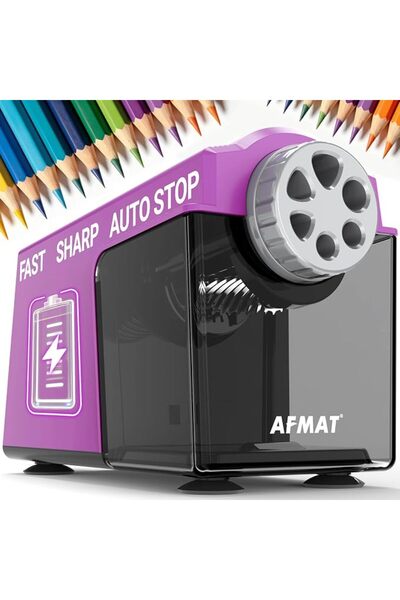 AFMAT مبراة أقلام كهربائية قوية التحمل، 6 فتحات، لاسلكية وقابلة لإعادة الشحن،...