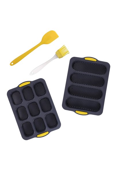 Generic Brand Set de 2 forme de silicon pentru baghete, include 2 pensule, negru