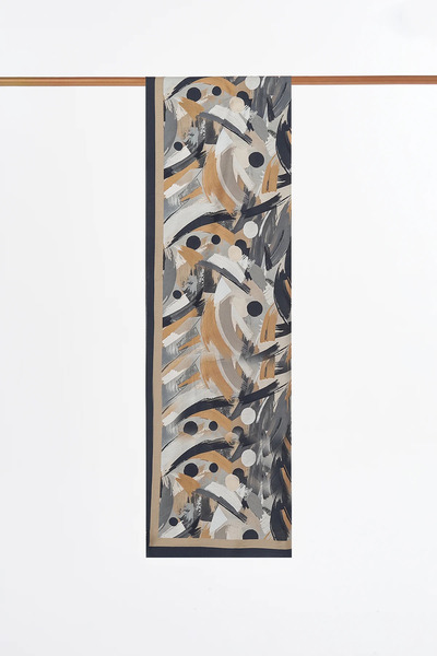 KYR Brush Patterned Viscose Shawl Black