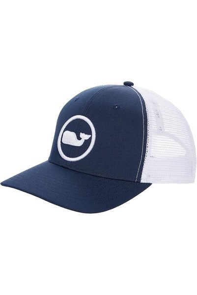Vineyard Vines قبعة بيسبول رجالية من طراز Whale Dot Performance Trucker Hat