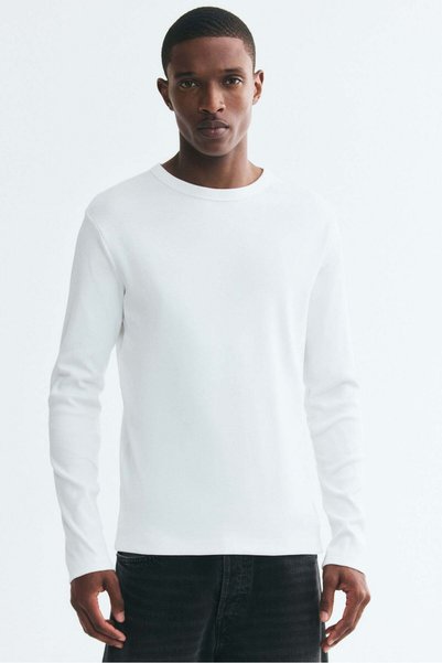 H&M Slim Fit Long-sleeved cotton T-shirt